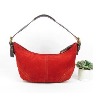 Authentic Coach Soho Y2K Red Suede Shoulder Bag